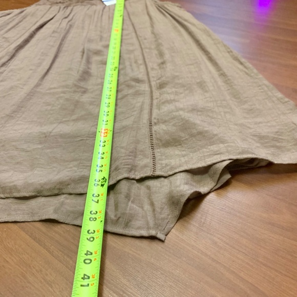 Mocha mousse gauze Sleeveless Embroidered lace yoke handkerchief hem boho dress - Picture 11 of 14